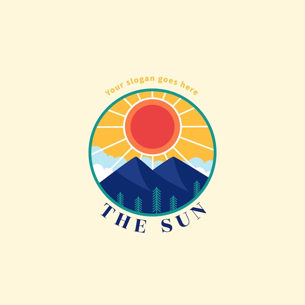 Hand drawn sun logo template