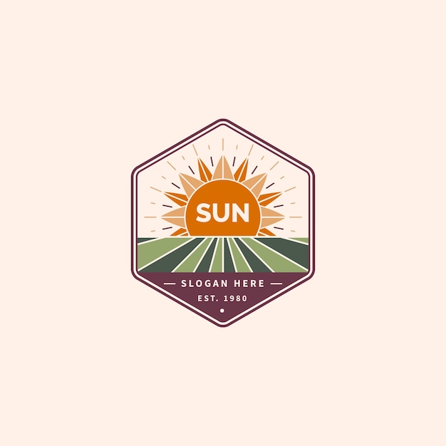 Hand drawn sun logo template