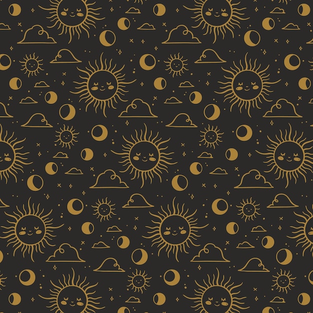 Vector hand drawn sun pattern