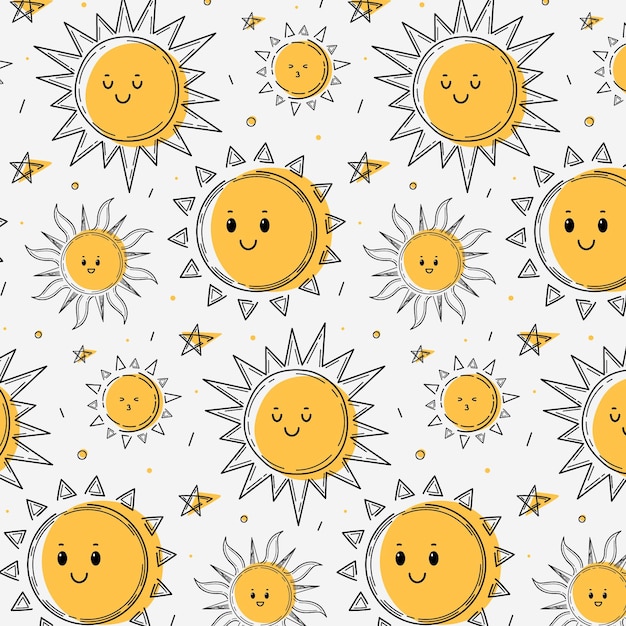 Hand drawn sun pattern