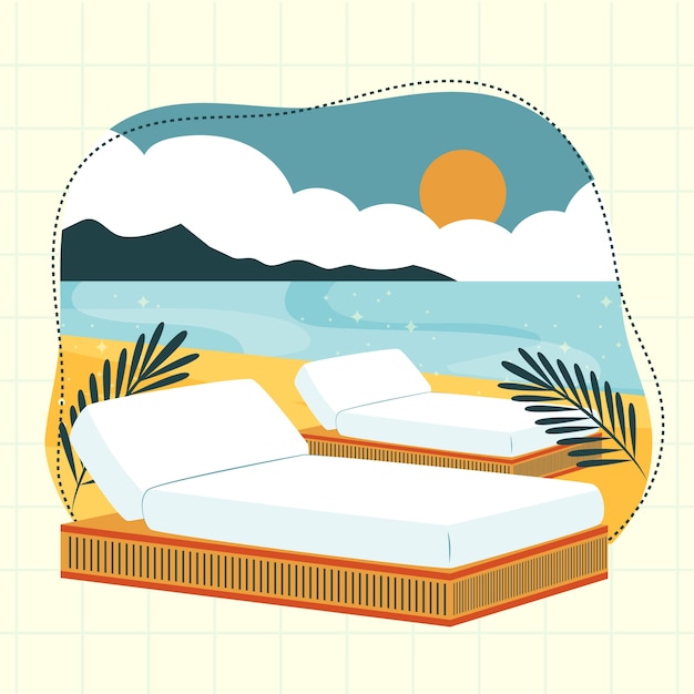 Vector hand drawn sunbed illustration