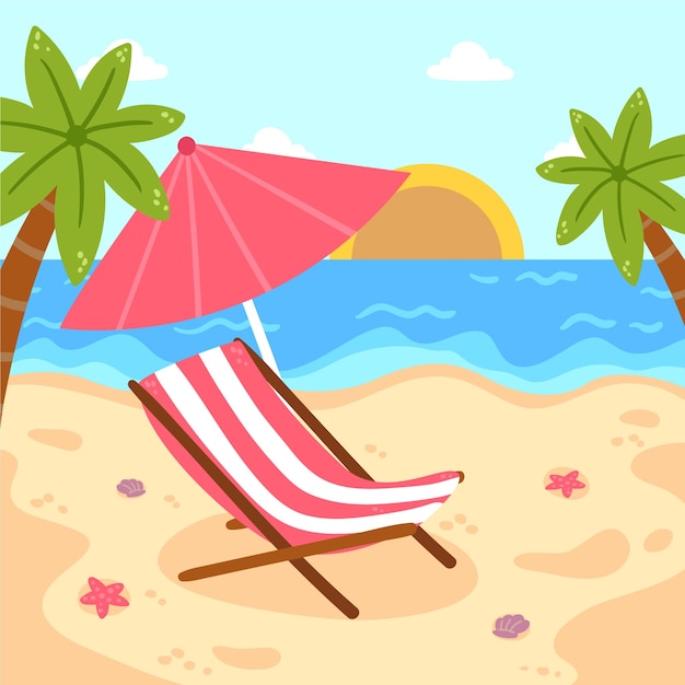 Vector hand drawn sunbed illustration