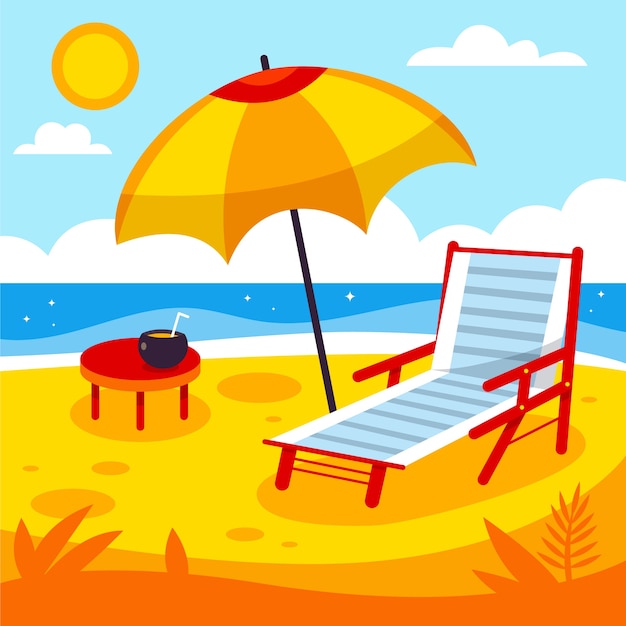 Vector hand drawn sunbed illustration