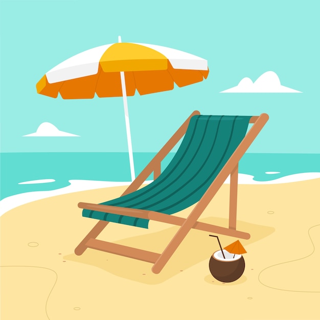 Vector hand drawn sunbed illustration