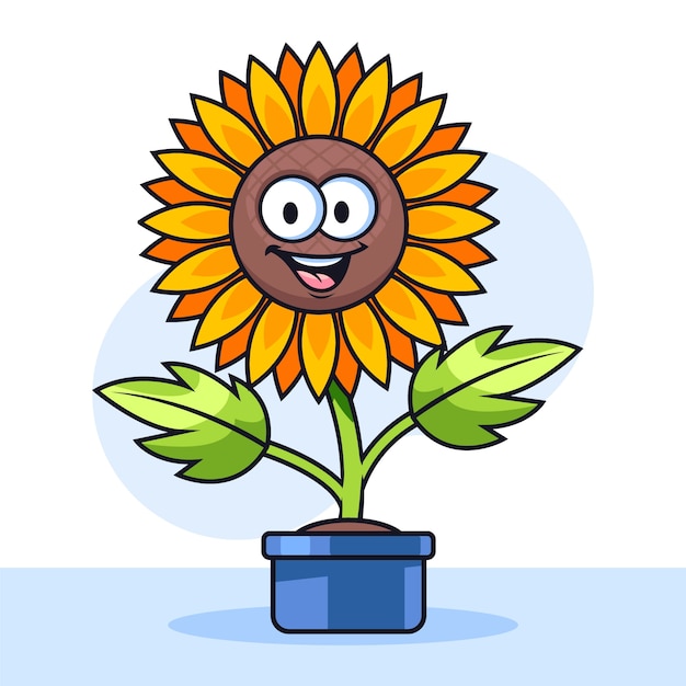 Hand drawn sunflower cartoon illustration