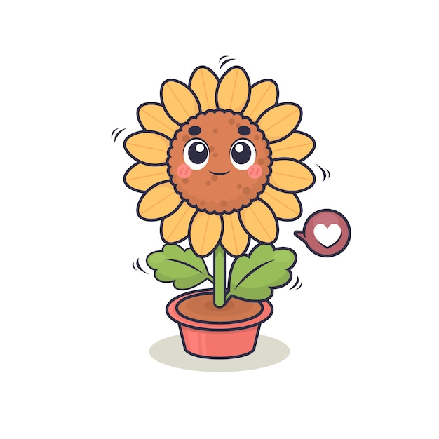 Vector hand drawn sunflower cartoon illustration