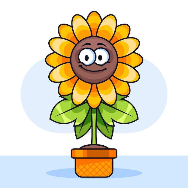 Hand drawn sunflower  cartoon illustration