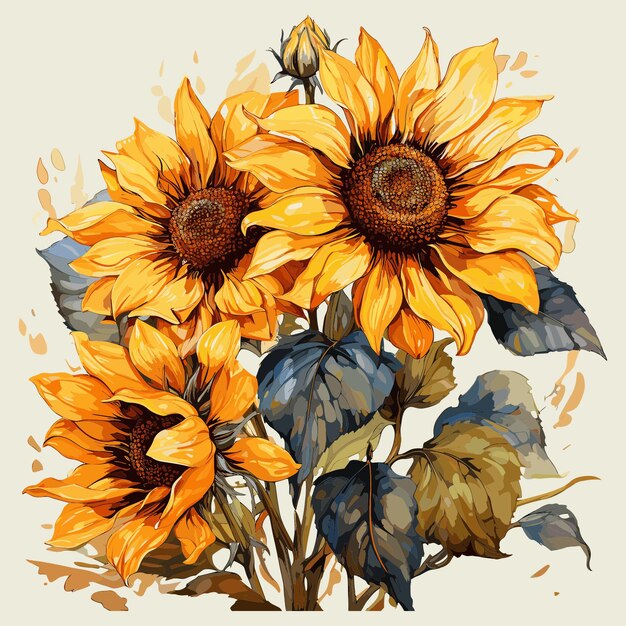 Hand drawn sunflower vector on light background