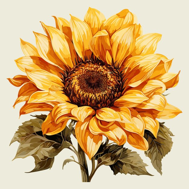 Hand drawn sunflower vector on light background
