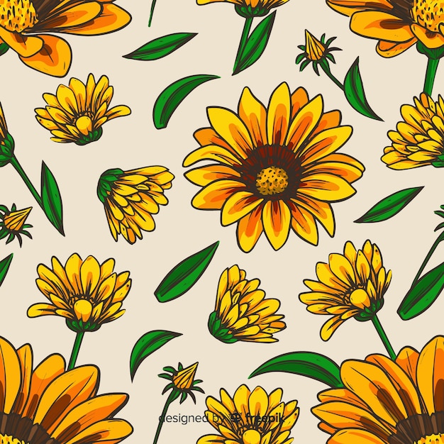 Hand drawn sunflowers background