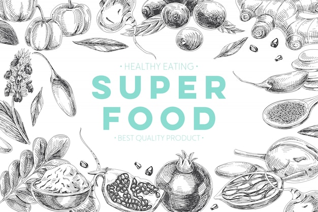 Hand drawn superfood illustration.