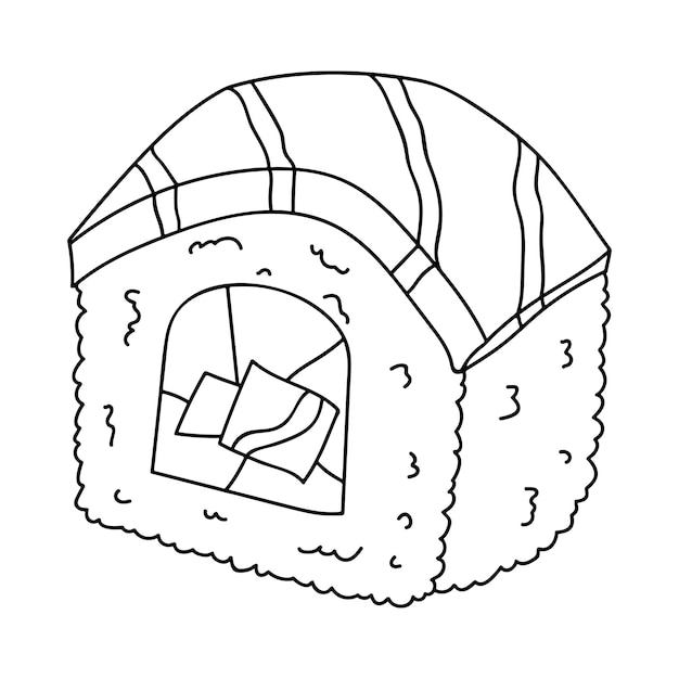 손으로 그린 스시 롤 클립 아트 일본 전통 요리 요리 아시아 음식