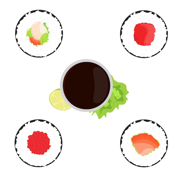 Vector hand drawn sushi set vector