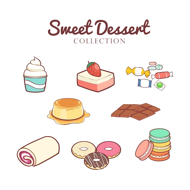 Hand drawn sweet desserts collection