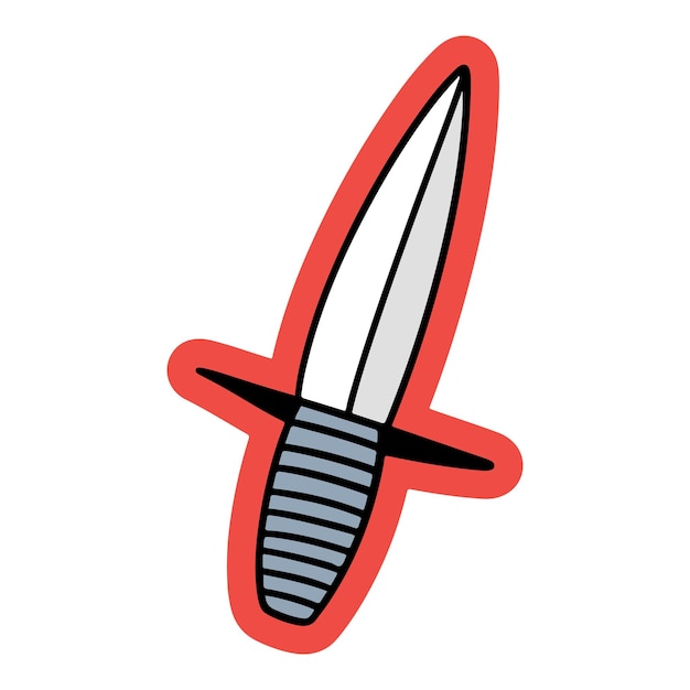 Нарисованная рукой иллюстрация меча мультяшный винтажный стиль плакат футболка с принтом наклейка дизайн логотипа