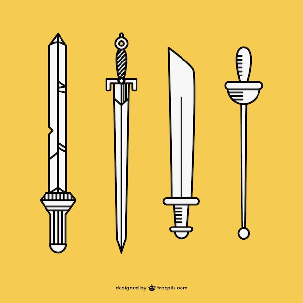 Vector hand drawn swords vector