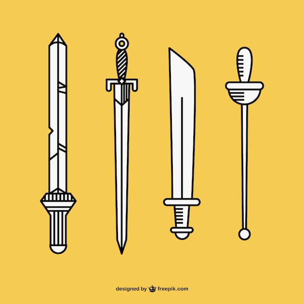 Hand drawn swords vector