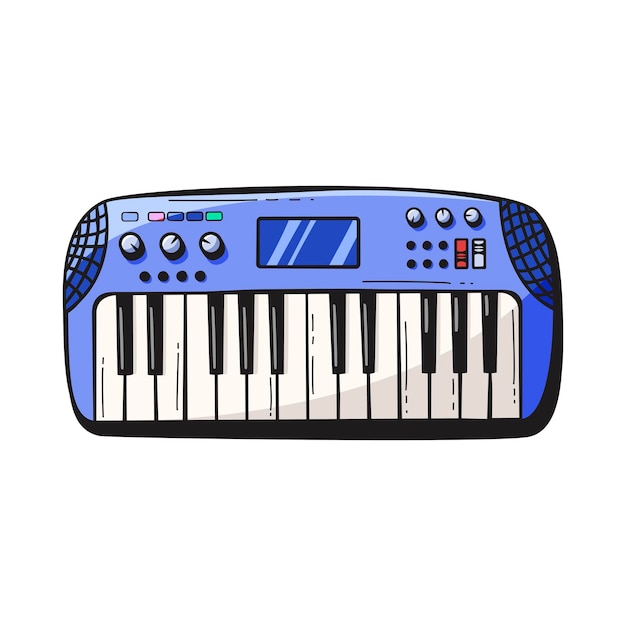 Hand drawn synthesizer icon in doodle style