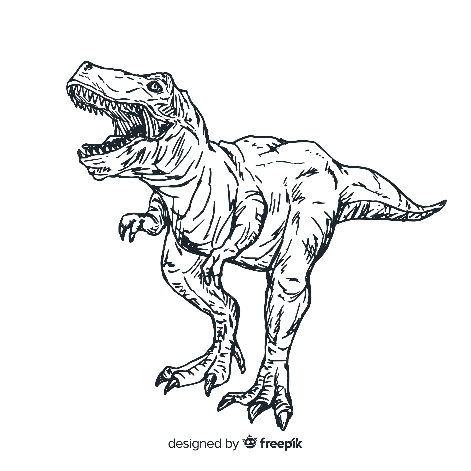 Editable vector hand drawing illustration of Tyranosaurus Rex or T