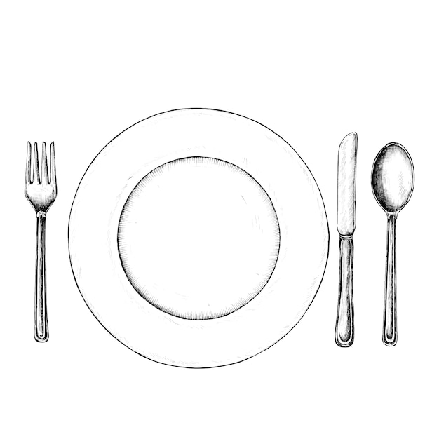 Vector hand drawn table setting