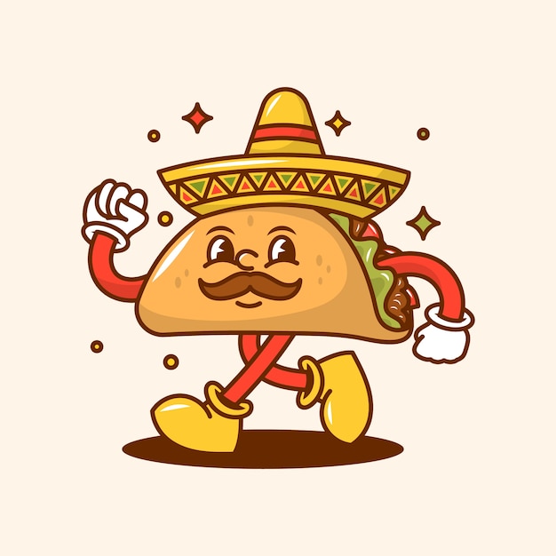 Vector hand drawn taco cartoon illustration