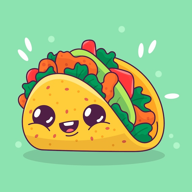 Hand drawn taco cartoon illustration