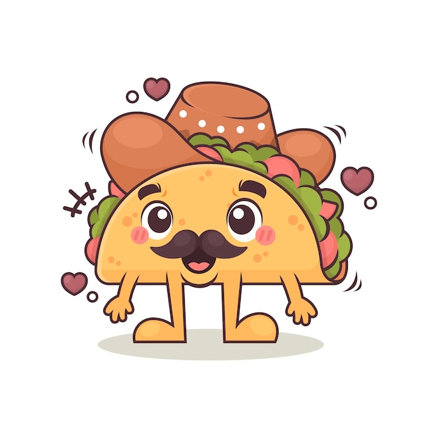 Hand drawn taco cartoon illustration