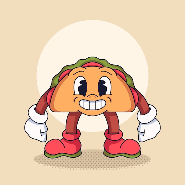 Vector hand drawn taco cartoon illustration