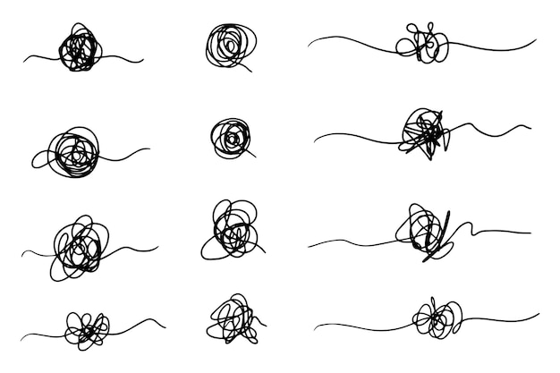 얽힌 낙서 스케치의 손으로 그린 추상 낙서 혼돈 낙서 패턴 흰색 배경 벡터 일러스트 레이 션에 고립