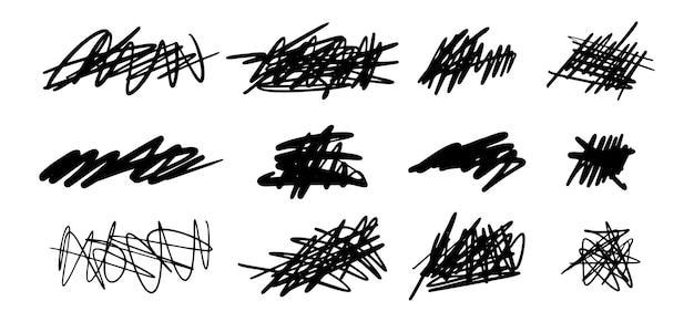 手描きの絡み合ったスケッチ ドゥードル 抽象的なスクリブルの混乱 白い背景に孤立した