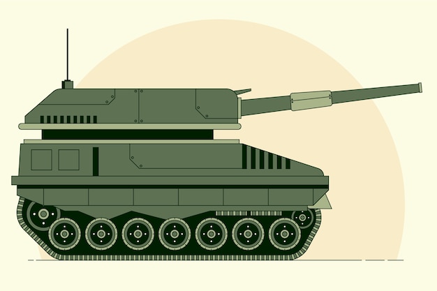 Vector hand drawn tank combat illustration