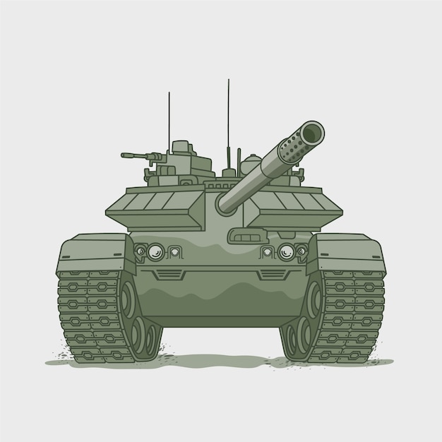 Vector hand drawn tank combat illustration