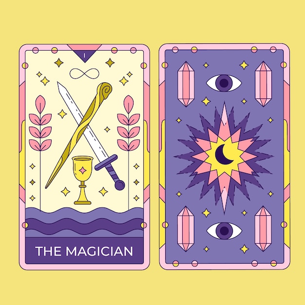 Vector hand drawn tarot cards illustration