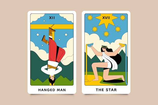 hand drawn tarot cards illustration