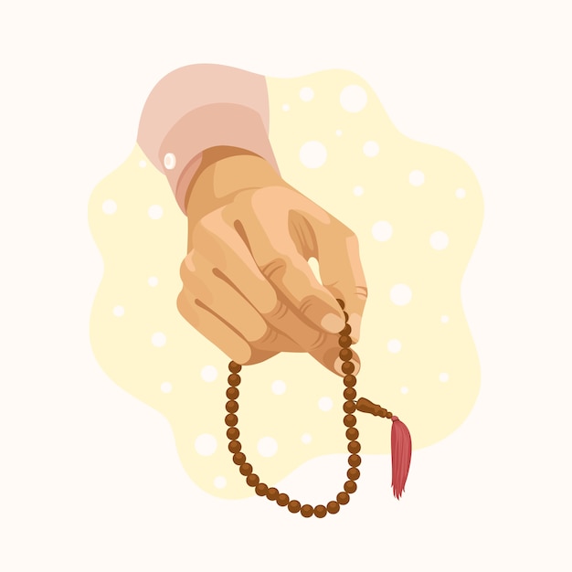 Vettore illustrazione di tasbih disegnata a mano