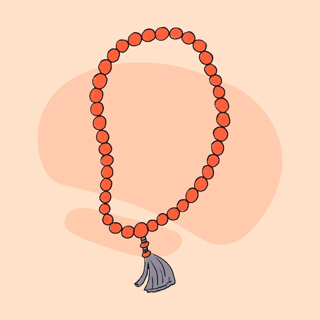 Vettore illustrazione di tasbih disegnata a mano