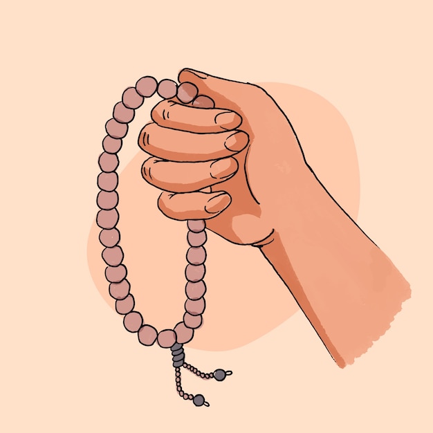 Vettore illustrazione di tasbih disegnata a mano