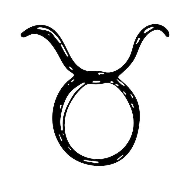 Segno zodiacale taurus disegnato a mano simbolo esoterico doodle astrologia elemento clipart per il design