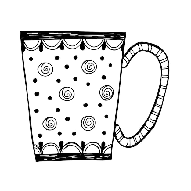 Hand drawn tea or coffee cup doodle or sketch flat image