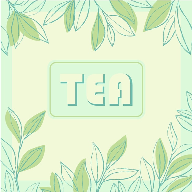 Vector hand drawn tea leaves background