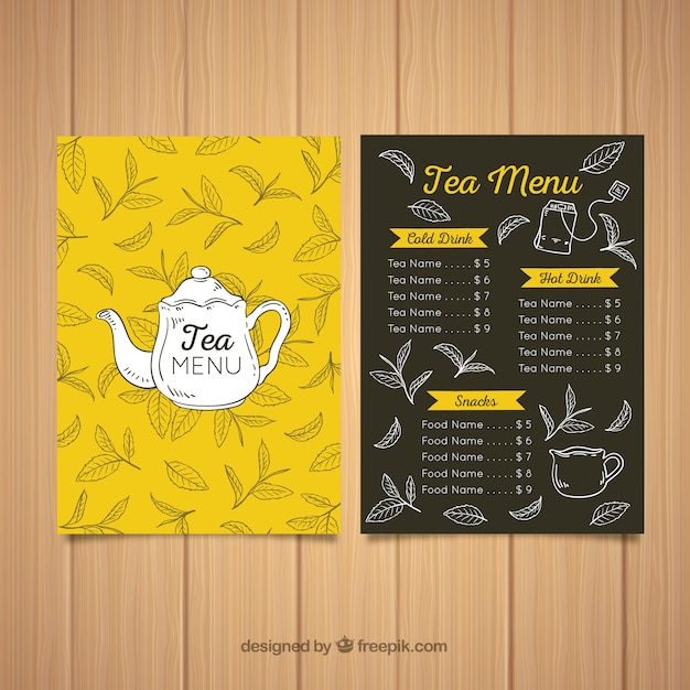 Hand drawn tea menu template