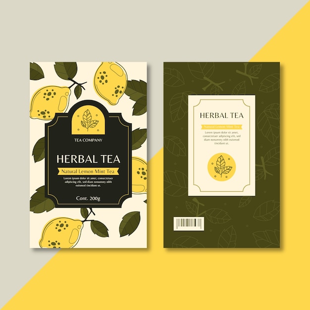 Vector hand drawn tea packaging template