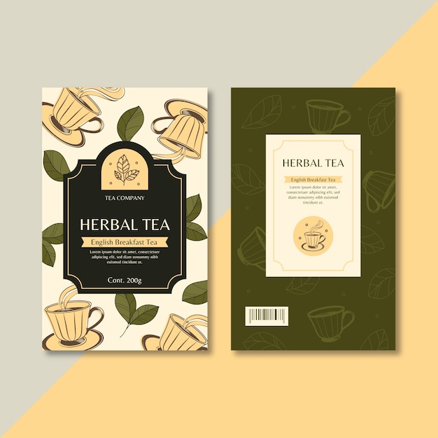 Hand drawn tea packaging template