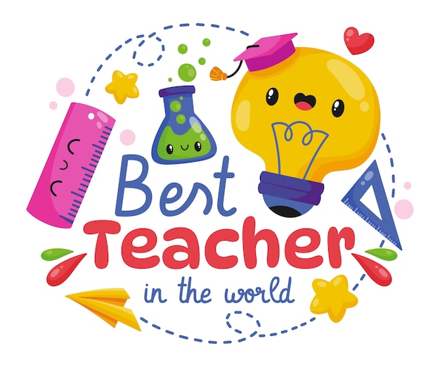 Vector hand drawn teacher text illustration