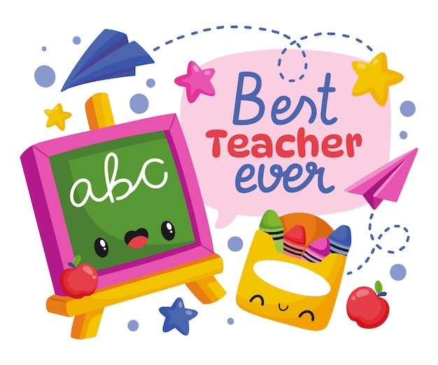 Vector hand drawn teacher text illustration