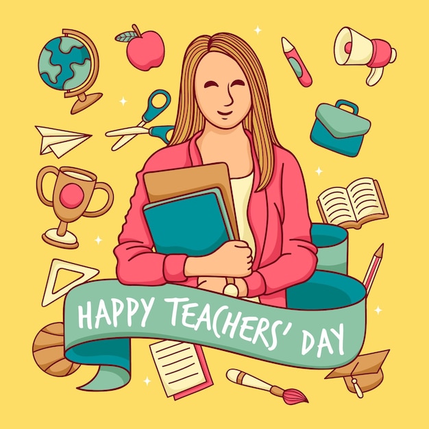 Vector hand drawn teachers' day background