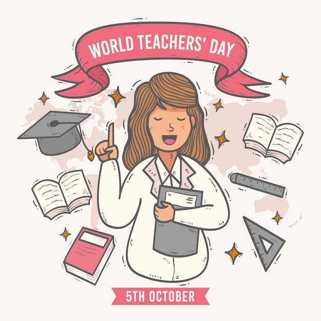 Vector hand drawn teachers day concept