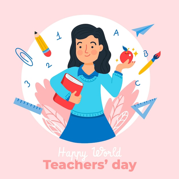 Hand drawn teachers' day illustration