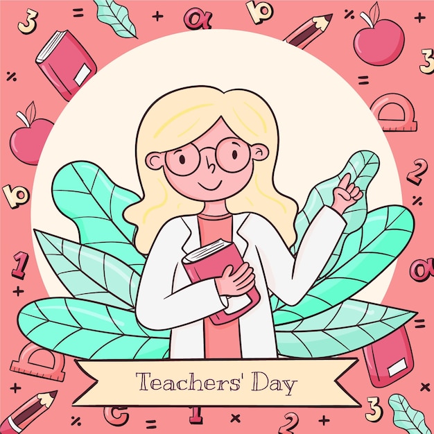 Hand drawn teachers' day illustration