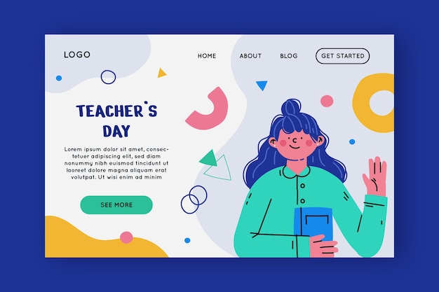 Vector hand drawn teachers' day landing page template